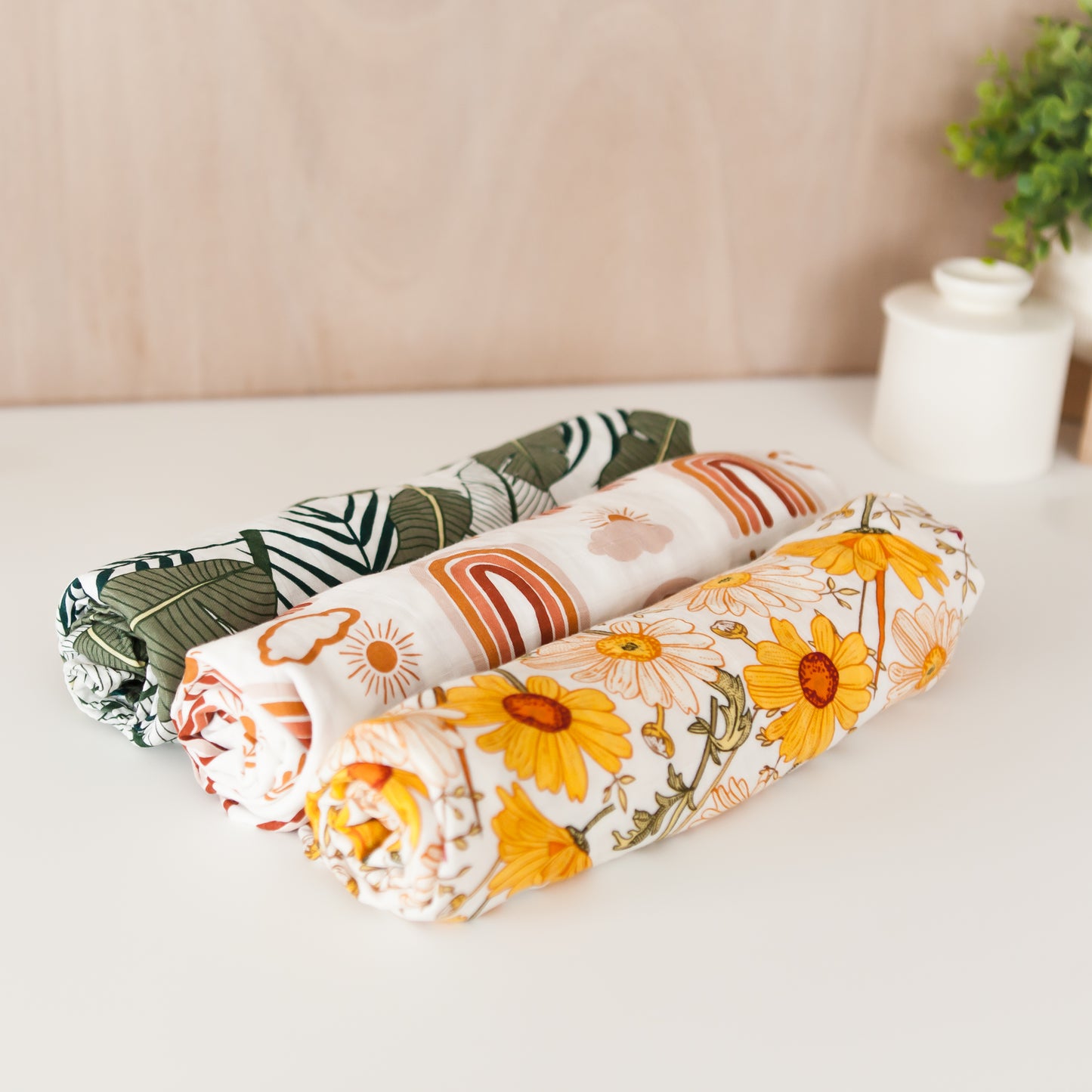 Baby Muslin Swaddle | Tropicana Leaves