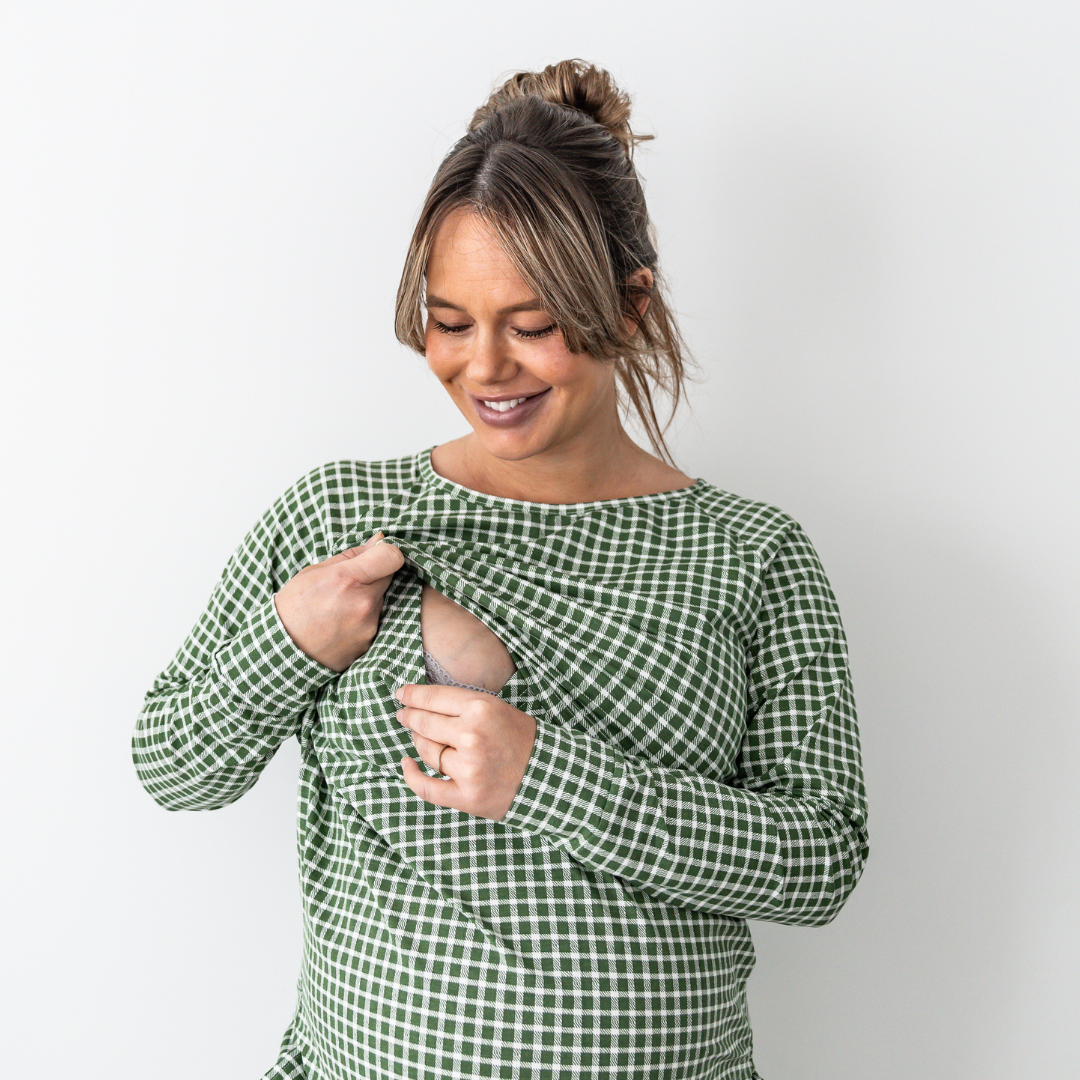 Milkbar Breastfeeding Sleepwear Set | Forest Gingham
