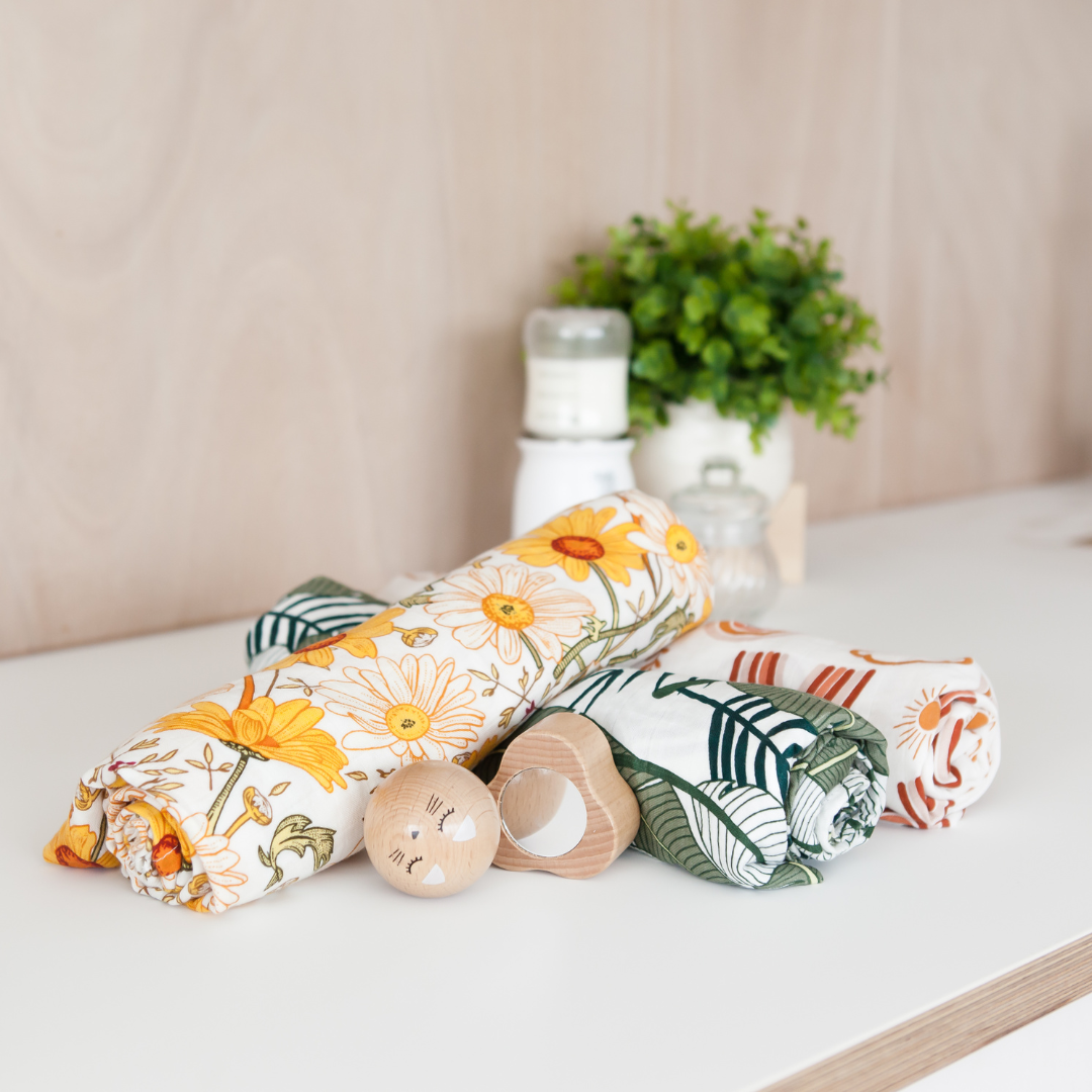 Baby Muslin Swaddle Tropicana Leaves Milkbar Maternity & Breastfeeding